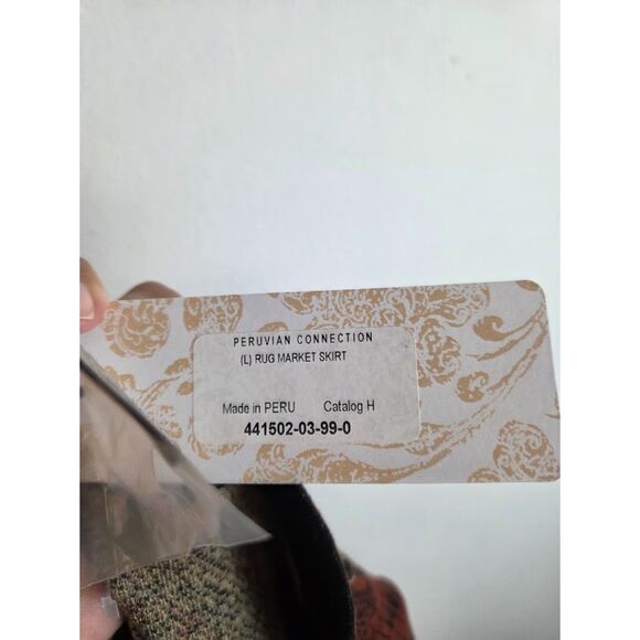 NWT Peruvian Connection Rug Market Red & Brown Tapestry Knit Midi Skirt sz Large - Picture 8 of 9